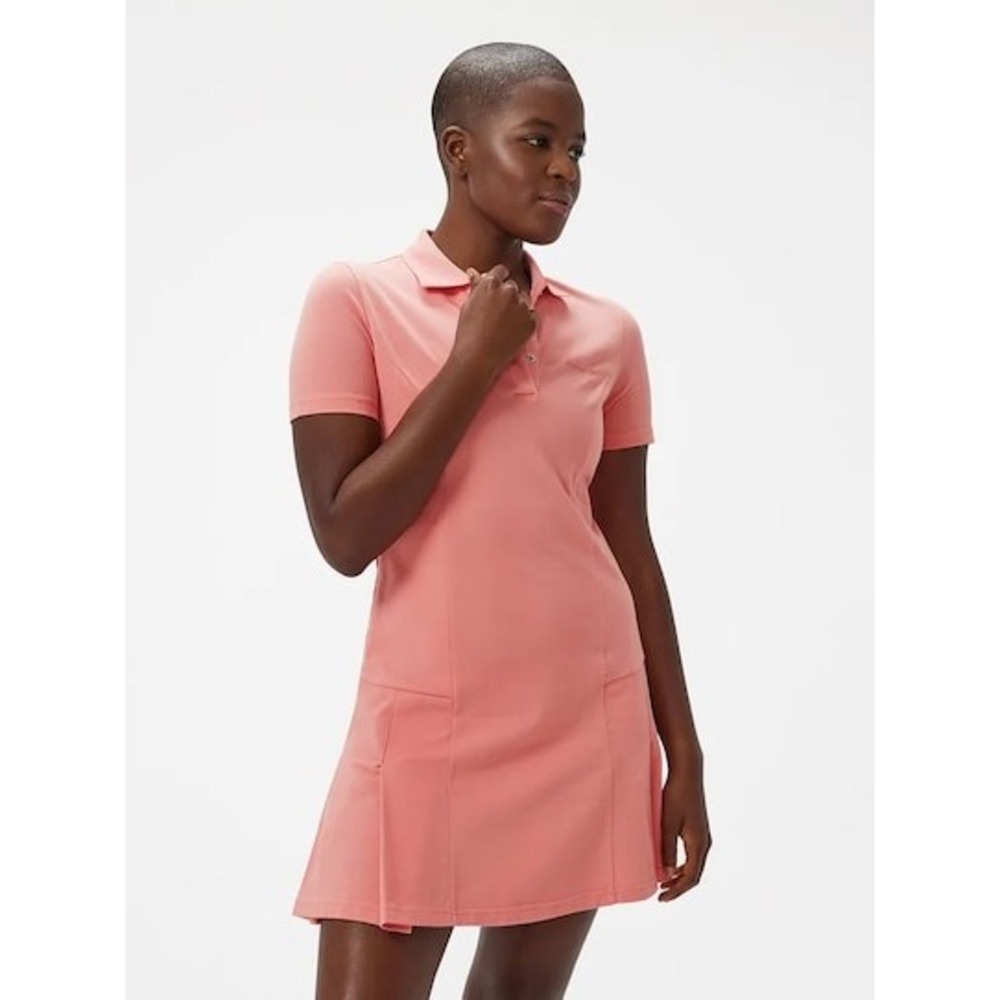 Outdoor Voices Court Dress Pink Coral Short Sleeve Pleated Tennis Polo Dress XL